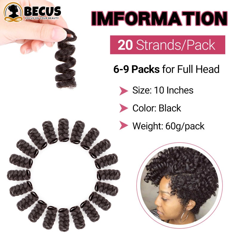 BECUS Short Curly Crochet Braids Hair Extension for Black Women 3Packs 10 inch Curl Tapered Cut Jamaican Jumpy Wand Hair Extensions(3*Packs 10'' #1B 16MM) - Image 3